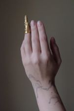 Кольцо палец с жемчугом, позолота