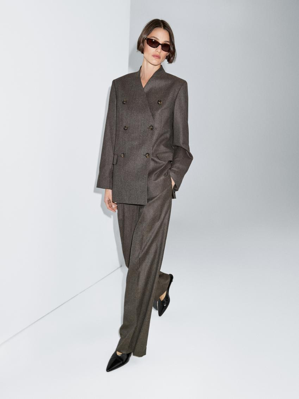 Massimo Dutti Пиджак из 100% шерсти, коричневый