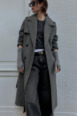 ZARA ДЛИННЫЕ ТРИКОТАЖНЫЕ МИТЕНКИ, СЕРЫЙ