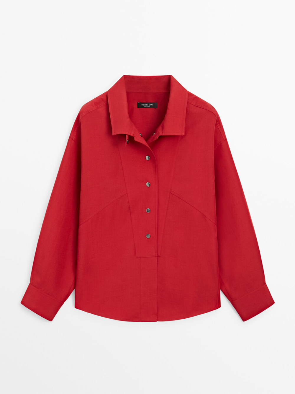 Massimo Dutti Рубашка свободного кроя с кнопками, красный