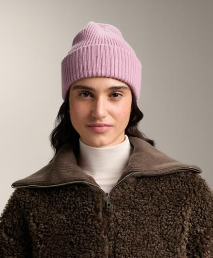 Oysho Вязаная шапка с помпоном из смесовой шерсти, розовый