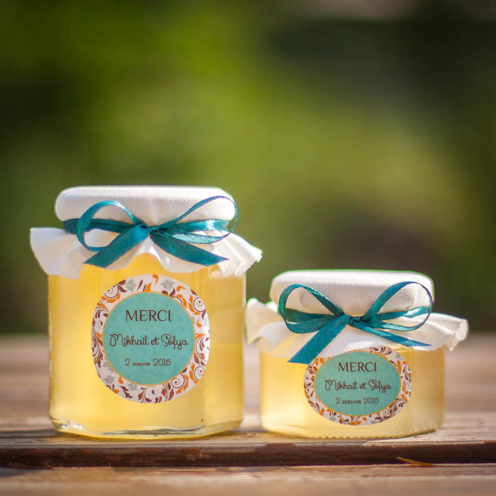 Набор бонбоньерок с медом на свадьбу, 250 грамм+140 грамм
