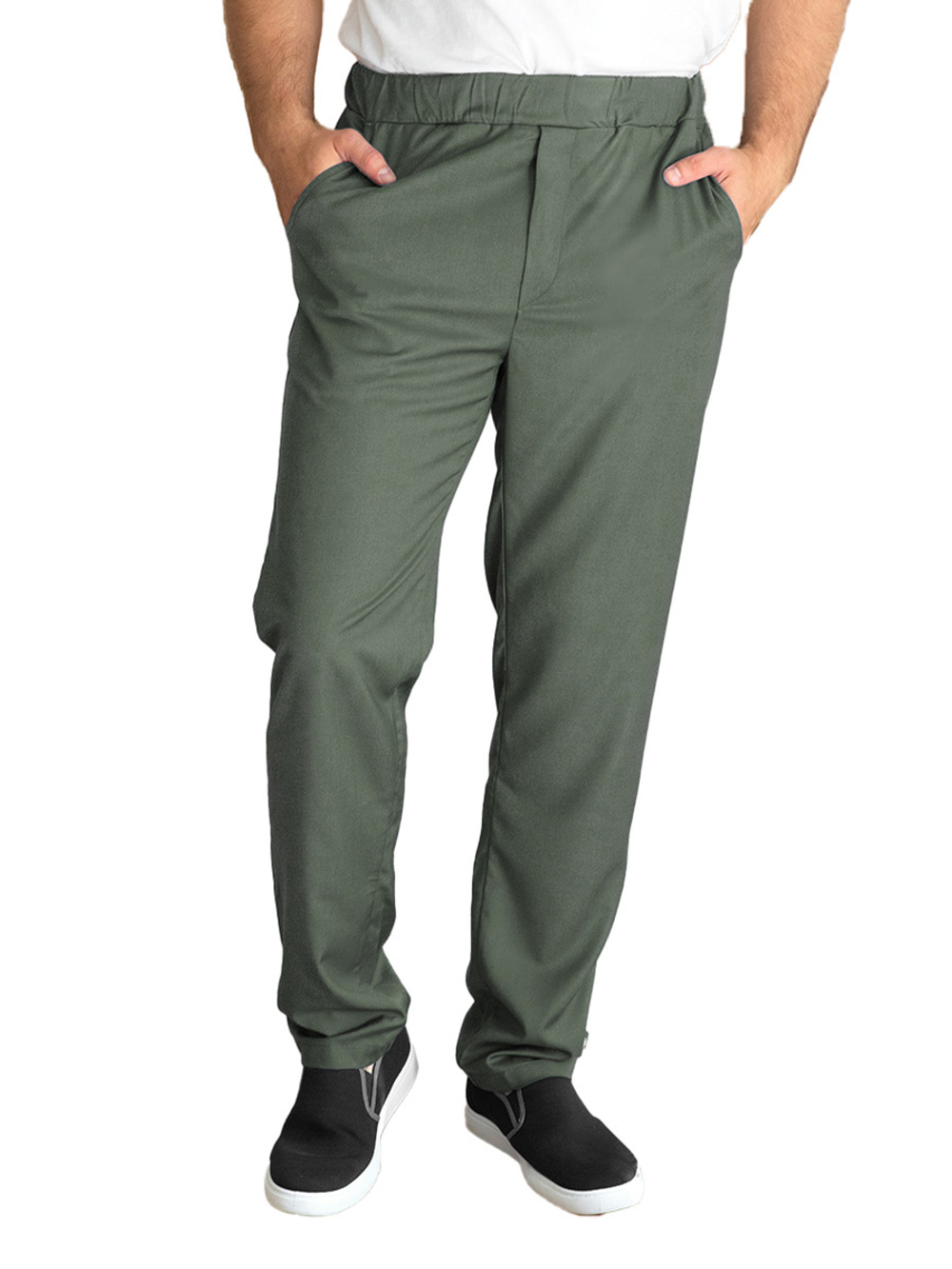 Брюки медицинские мужские Тезис TZ620, на резинке со шнурком, белый, 54