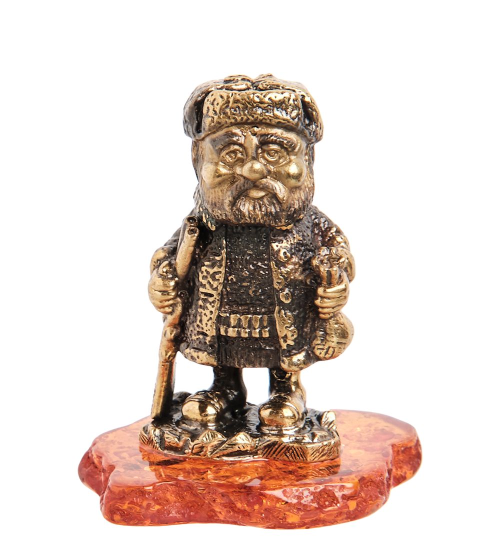 Народные промыслы AM-2211 Фигурка «Дед Мазай» (латунь, янтарь)
