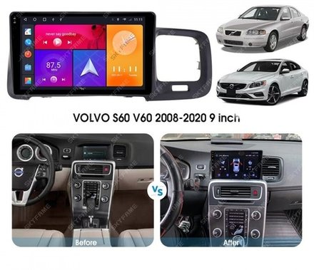 Магнитола для Volvo S60/V60 2010-2018 (штатный экран 7") - Carmedia SF-9002 QLed+2K, Android 13, TS20, CarPlay, 4G SIM-слот