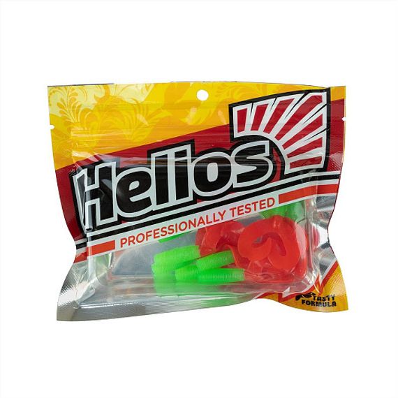 Твистер Helios Credo Double Tail 1,96&quot;/5 см Lime &amp; Red 10шт. (HS-27-021)