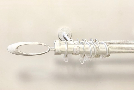 Карниз кованый рифленый для штор Ост Орбита d 25/16 двухрядный, цвет белое золото