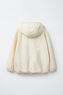 ZARA ЛЕГКАЯ КУРТКА С КАПЮШОНОМ, ЭКРЮ