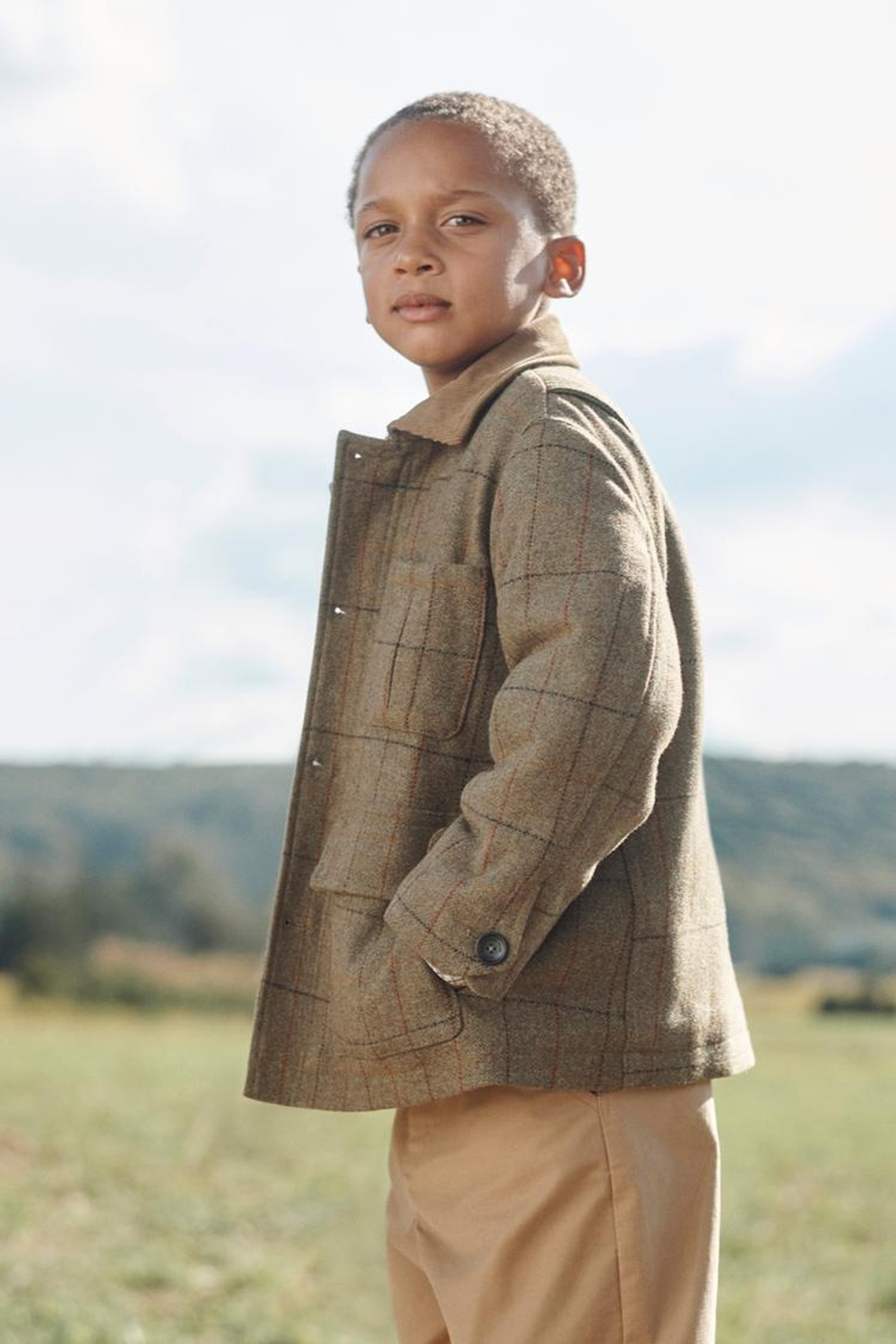 ZARA ПАЛЬТО ИЗ СМЕСОВОЙ ШЕРСТИ, ОЛИВКОВО-ЗЕЛЕНЫЙ