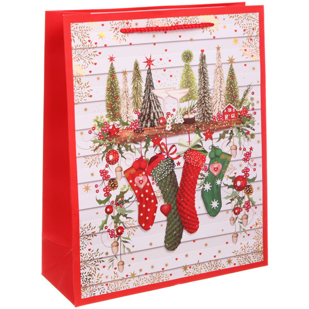 Пакет подарочный «Новогодняя суета» 26*32*10 см, микс