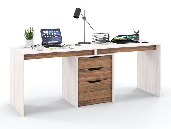 Стол ГРАНД-ЛАВОРО / 1800*750*500/ анкор белый / дуб аризона