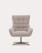 Teryl Кресло из шенилла бежевого цвета с серым металлом