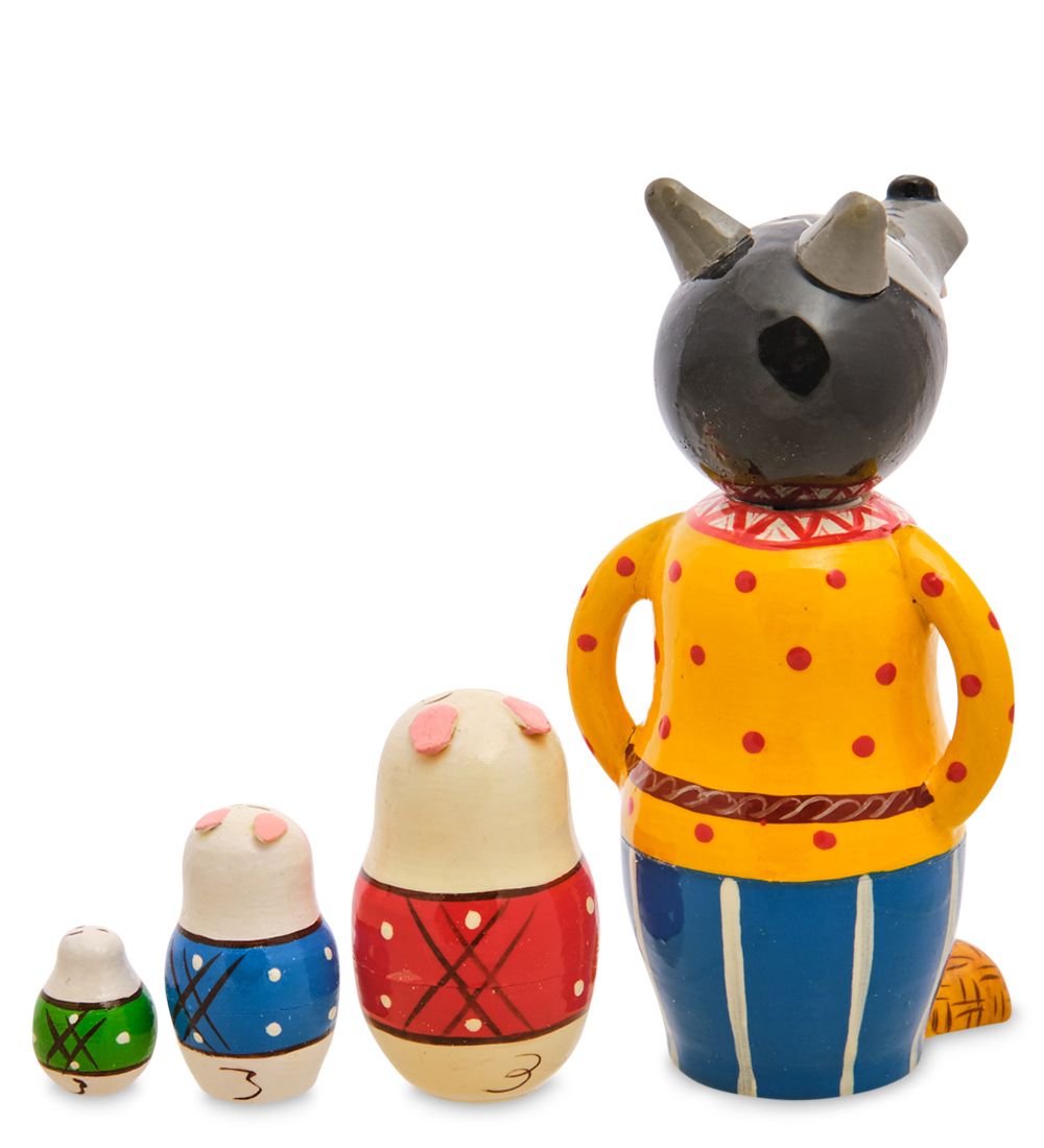 МР-14/19 Матрешка 4м «Волк и три поросенка» мал.