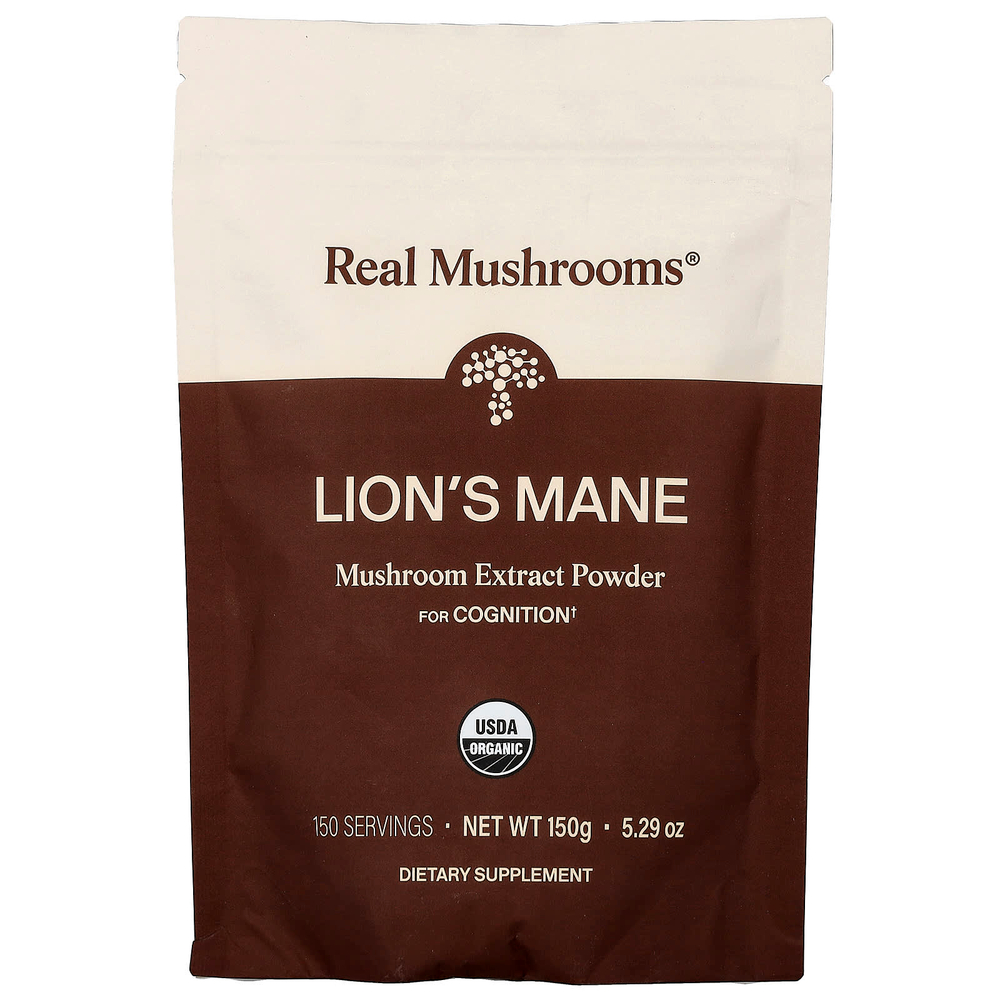 Real Mushrooms, Lion's Mane, органический экстракт грибов в порошке, 150 г (5,29 унции)