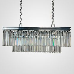 Подвесная Люстра Rh 1920S Odeon Clear Glass Fringe Chrome By Imperiumloft