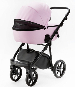 Детская коляска Adamex Nola Deluxe 2 в 1 N-SA16 (РОЗОВ. ЗЕФИР КОЖА)