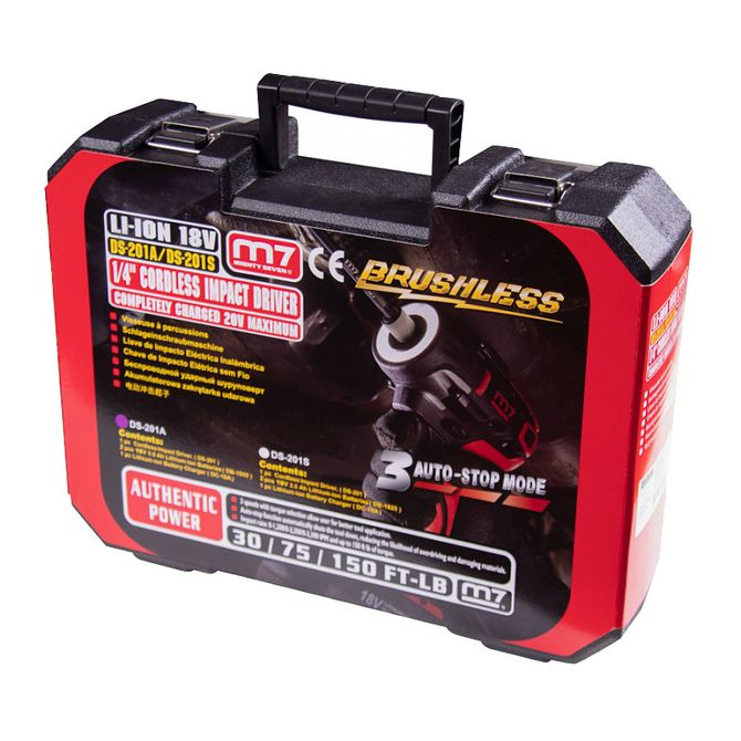 MIGHTY SEVEN (DS-201A) Аккумуляторный шуруповерт 18 В, 4 предмета, кейс
