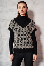 22533 Жилет женский (черный / кремовый)