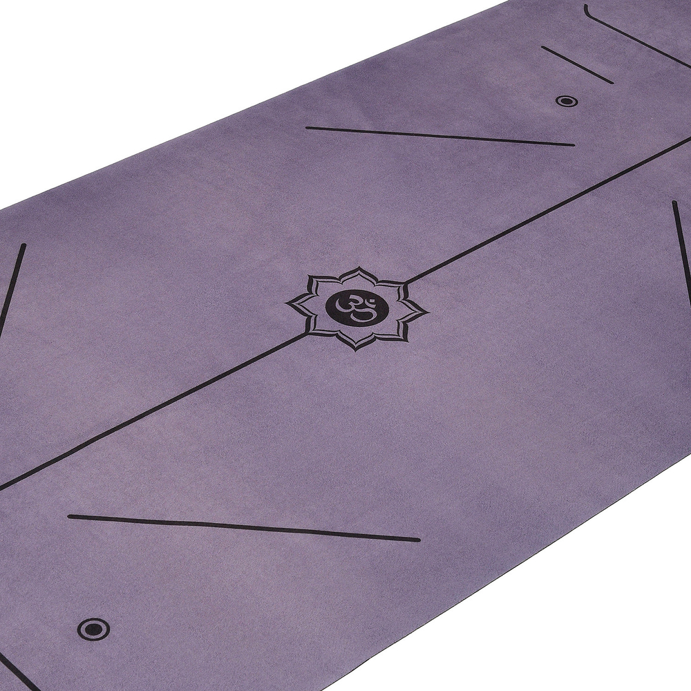 Тревел коврик для йоги Om Dark Purp 185*68*0,1 см из микрофибры и каучука