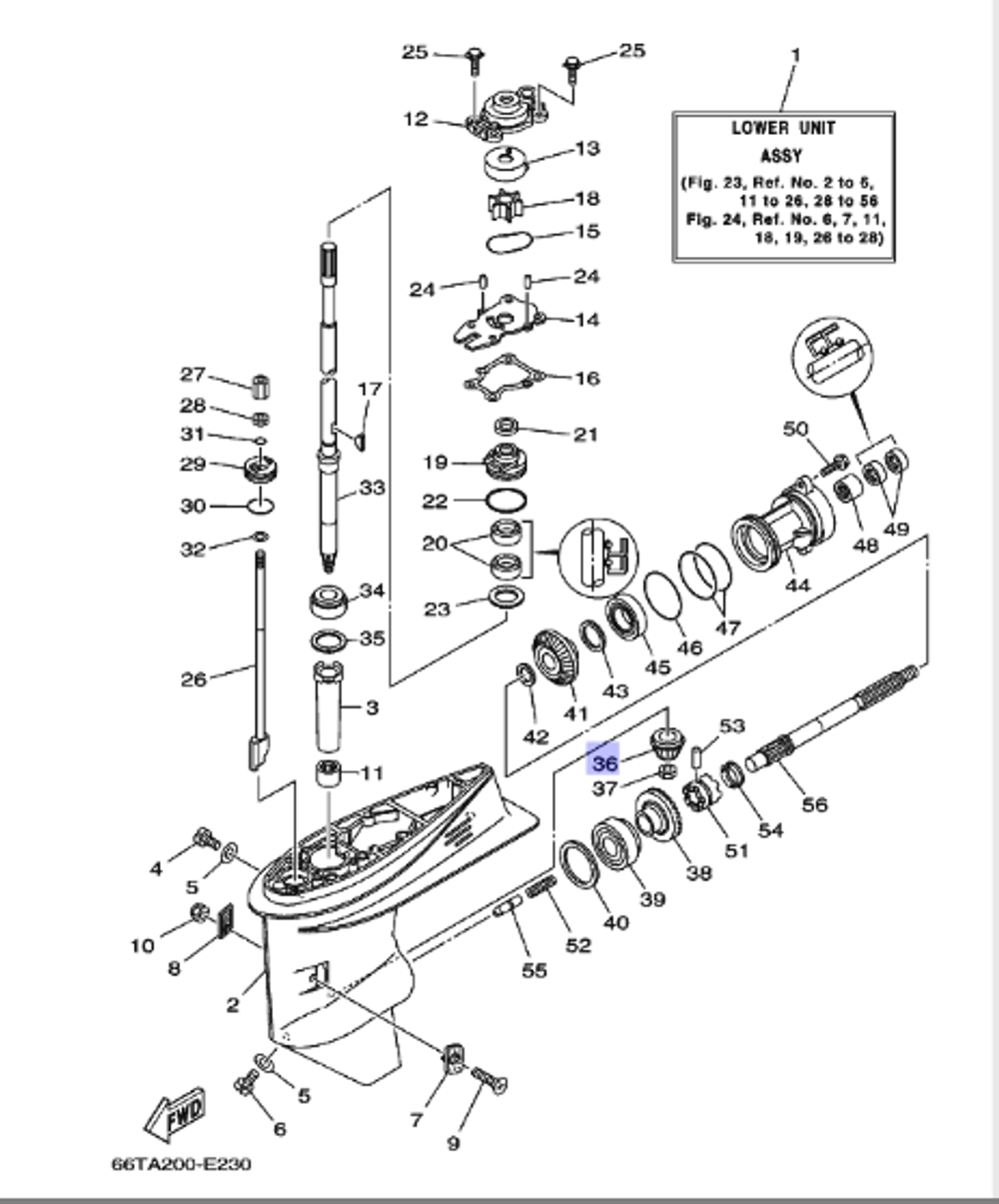 Шестерня верт. вала Yamaha 40лс (66T455510000)