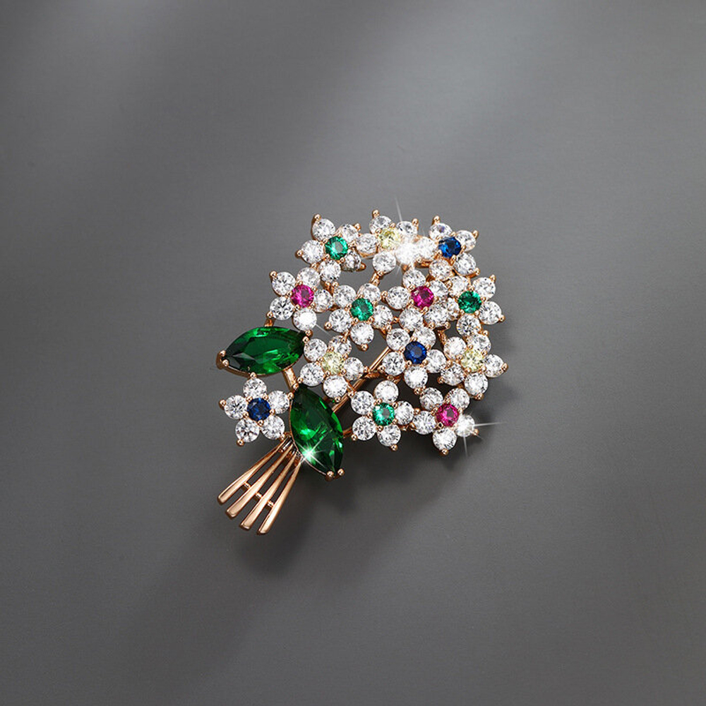 Брошь цветок бижутерия, золото