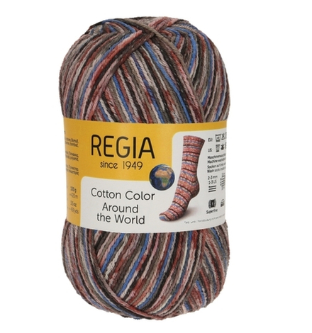 Пряжа Regia Cotton Color (02410/Париж), 72% хлопок, 18% полиамид, 10% полиэстер, 100г/420м