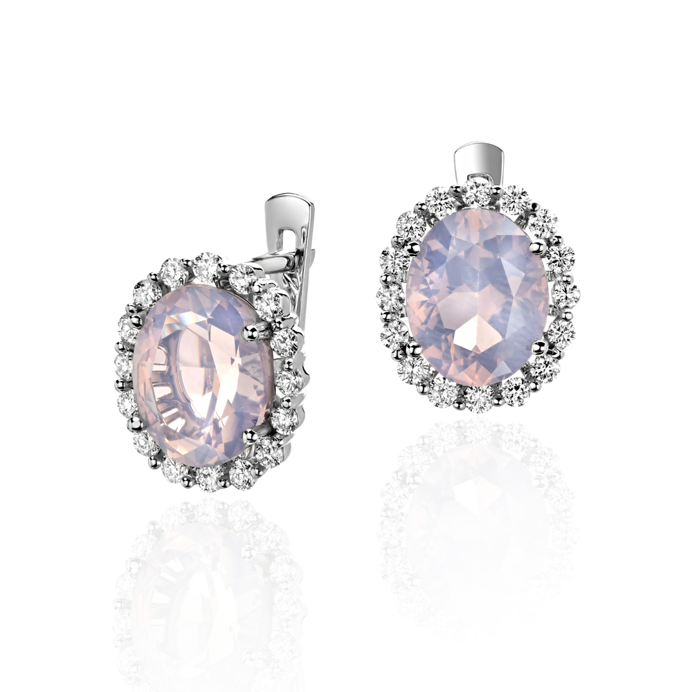Серьги с бриллиантом  из белого золота JA-S-627161-3