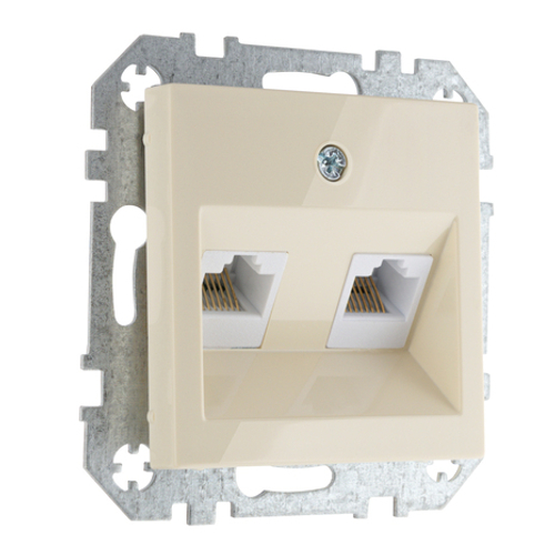 Розетка компьютерная RJ45 двойная LIREGUS EPSILON IKL-002-01.E/S слоновая кость