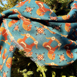 Шаль 120*120см, ЛОШАДКИ на синем