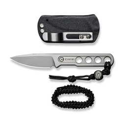 Нож CIVIVI Fixed Blade Circulus сталь 10Cr15CoMoV, рукоять из нержавеющей стали с каменной отделкой серая