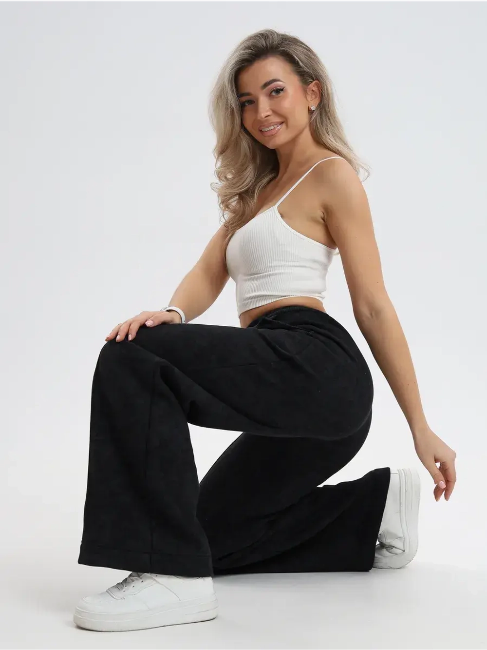 Брюки теплые с начесом прямые на зиму