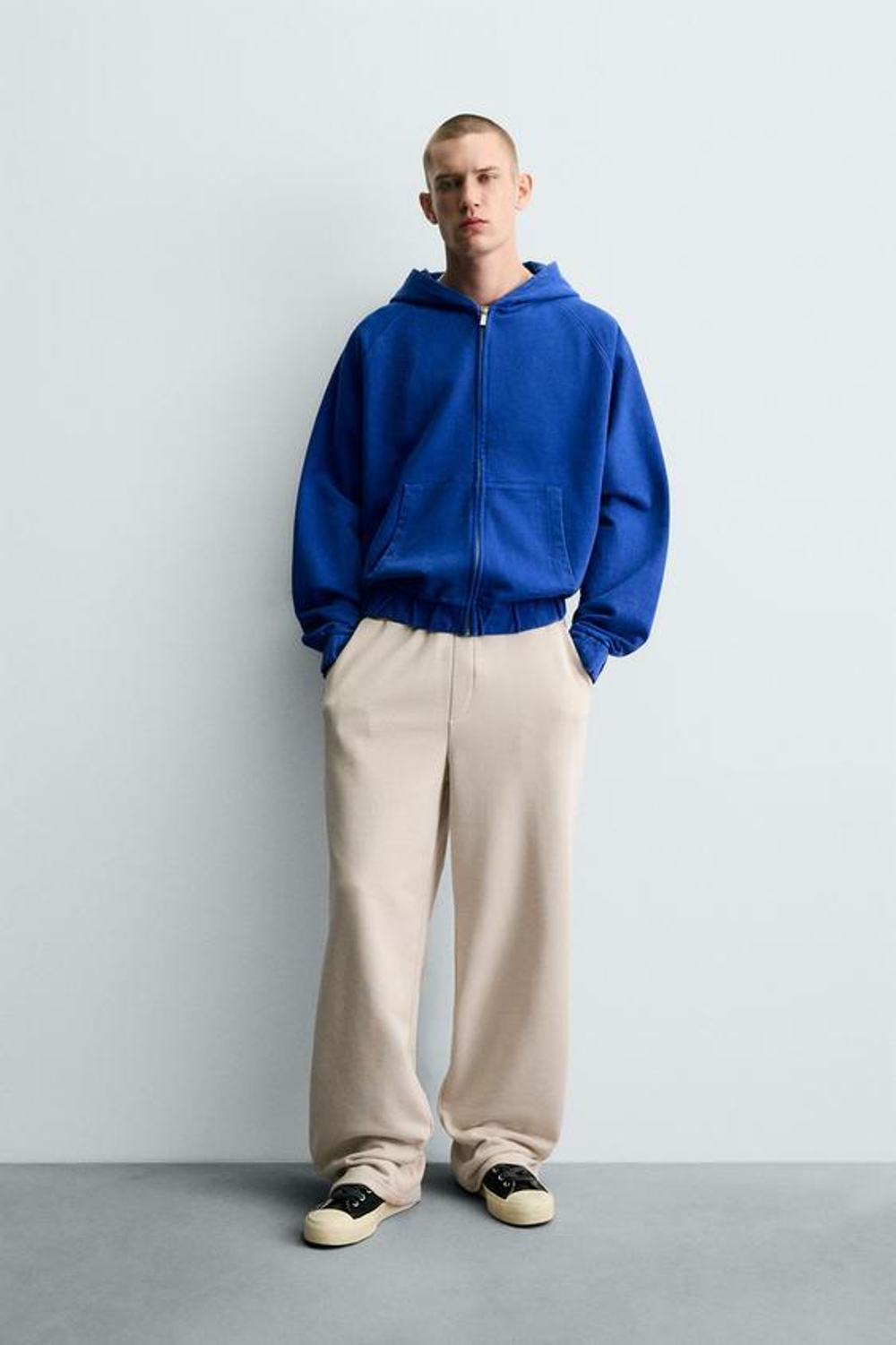 ZARA ДЖОГГЕРЫ WIDE-FIT, СВЕТЛО-БЕЖЕВЫЙ