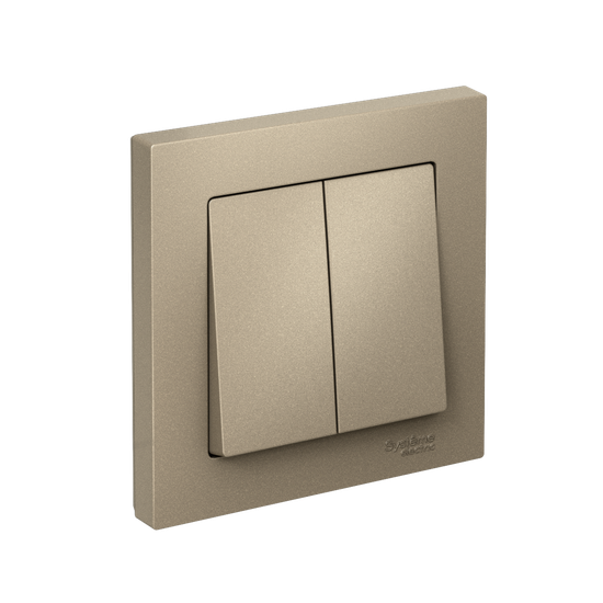 Выключатель 2-кл. СП AtlasDesign 10А IP20 (сх. 5) 10AX в сборе шампань SE ATN000552