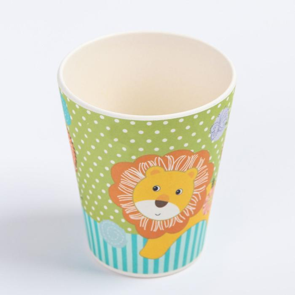 4611370 Набор детской бамбуковой посуды «Лёвушка», тарелка, миска, стакан, приборы, 5 предметов