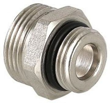 Ниппель Valtec 1/2х3/4" «евроконус» НР с наружной резьбой латунный никелированный VTr.580.NE.040E