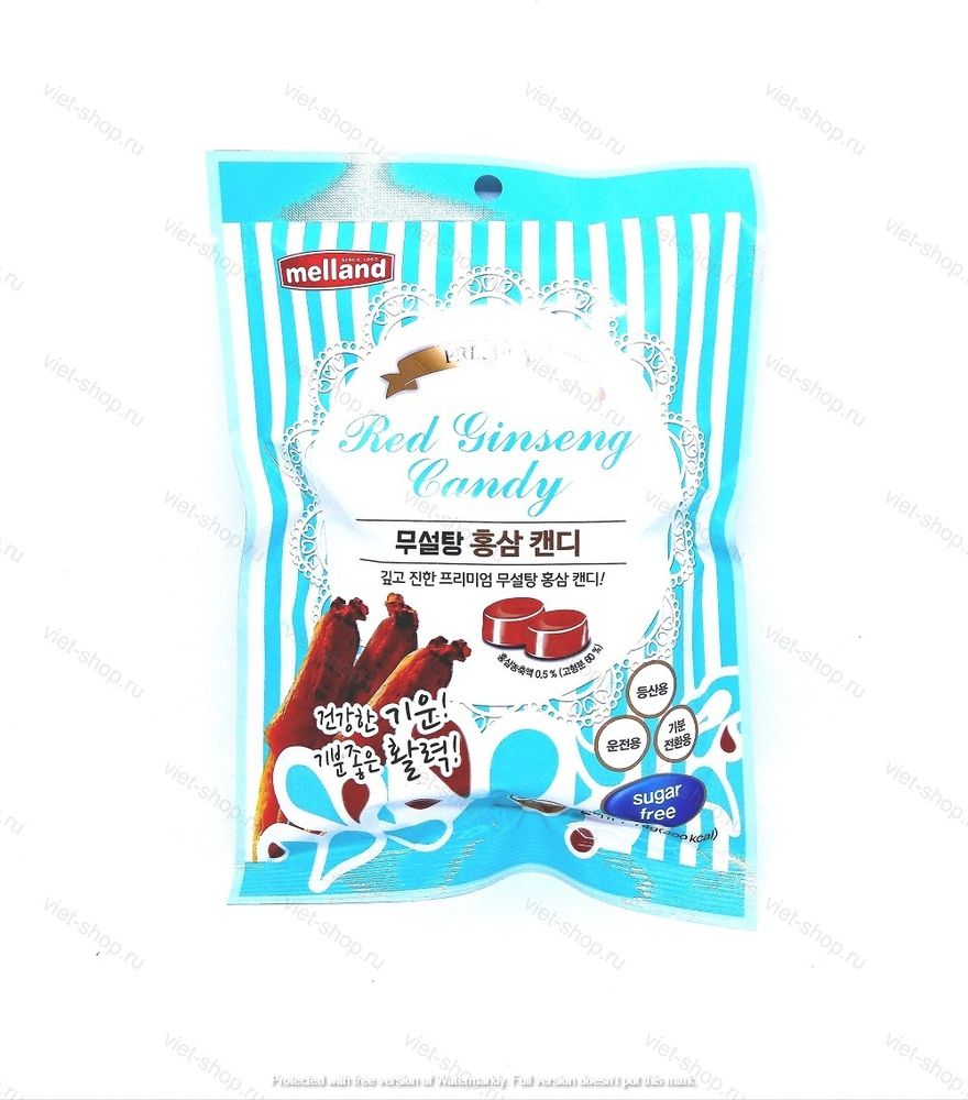 Карамель без сахара со вкусом красного женьшеня Melland Premium red ginseng candy sugar free, 74 гр.