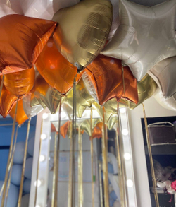 Воздушные шары звезды и сердца с дождиком на потолок №2745