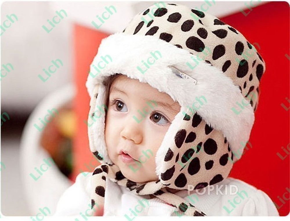 Шапка-ушанка детская с леопардовым принтом