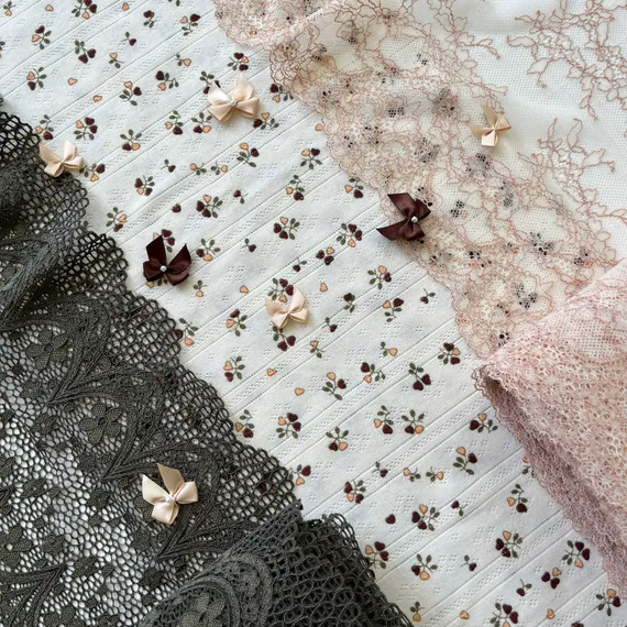 Рибана ажурная, молочная/сердечки