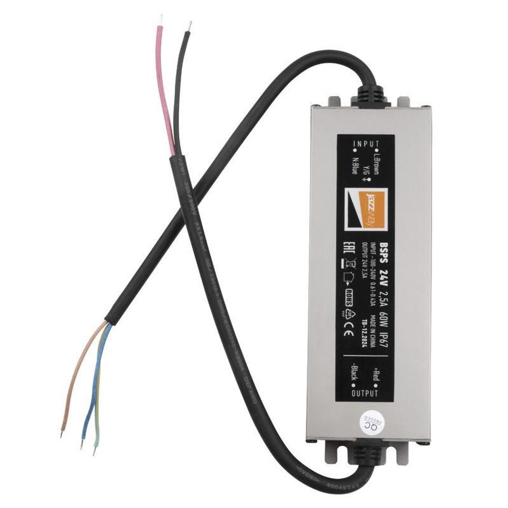 Блок питания для светодиодной ленты 60Вт 2.5А 24В IP67 BSPS влагозащ. метал. Pro JazzWay 5015524