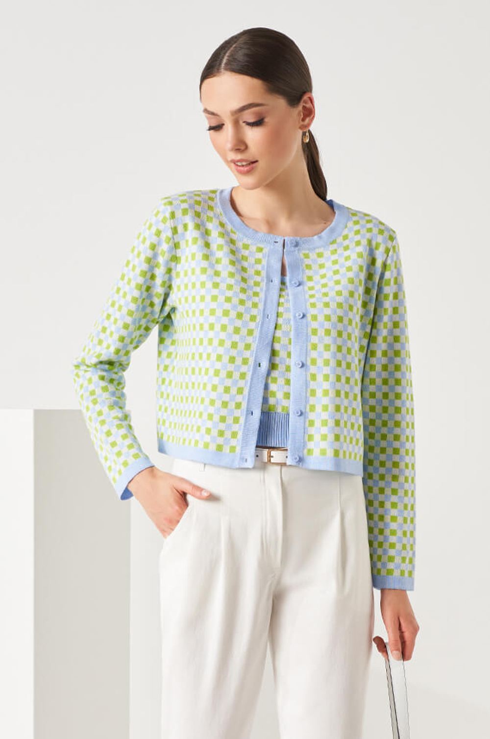 1831 Жакет женский (голубой мультиколор)