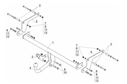 Фаркоп для Nissan Terrano 2014-2015 Тип шара: A. Нагрузки: 1250/75 кг, NS 28