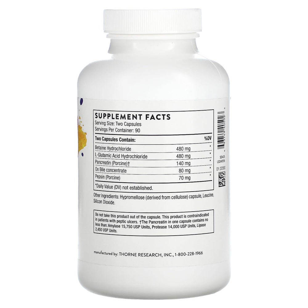 Thorne, улучшенные пищеварительные ферменты, 180 капсул