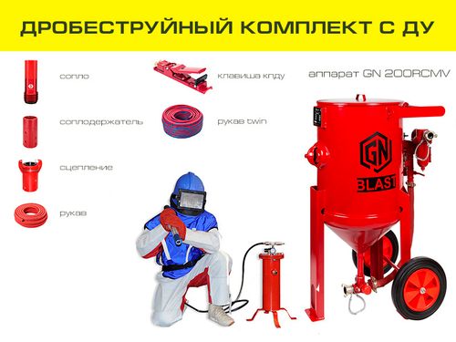 Дробеструйный комплект оборудования на базе аппарата GN200RCMV с ДУ и СИЗ