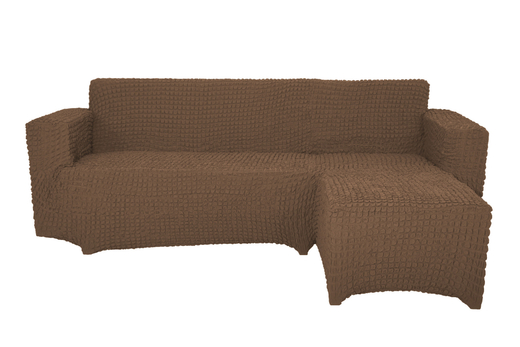 Чехол Модерн на угловой диван с выступом справа, цвет Кофе с молоком
