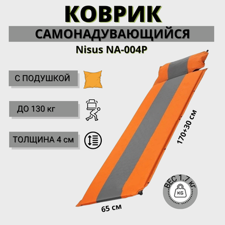 Коврик самонадувающийся с подушкой Nisus NA-004P