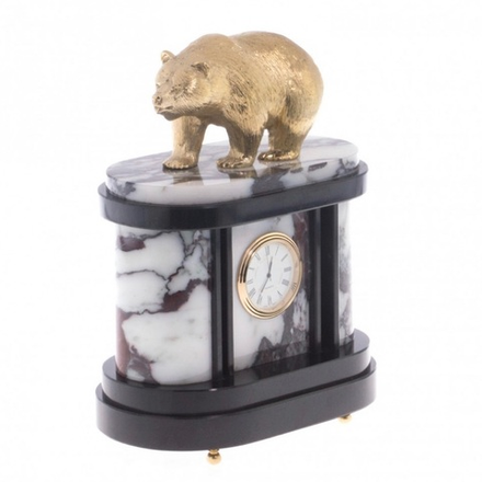 Часы из мрамора с бронзой "Бурый медведь" Бронза 122159