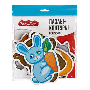 Пазлы-контуры "Лесные животные" 6 фигурок Baby Toys (мягкие)