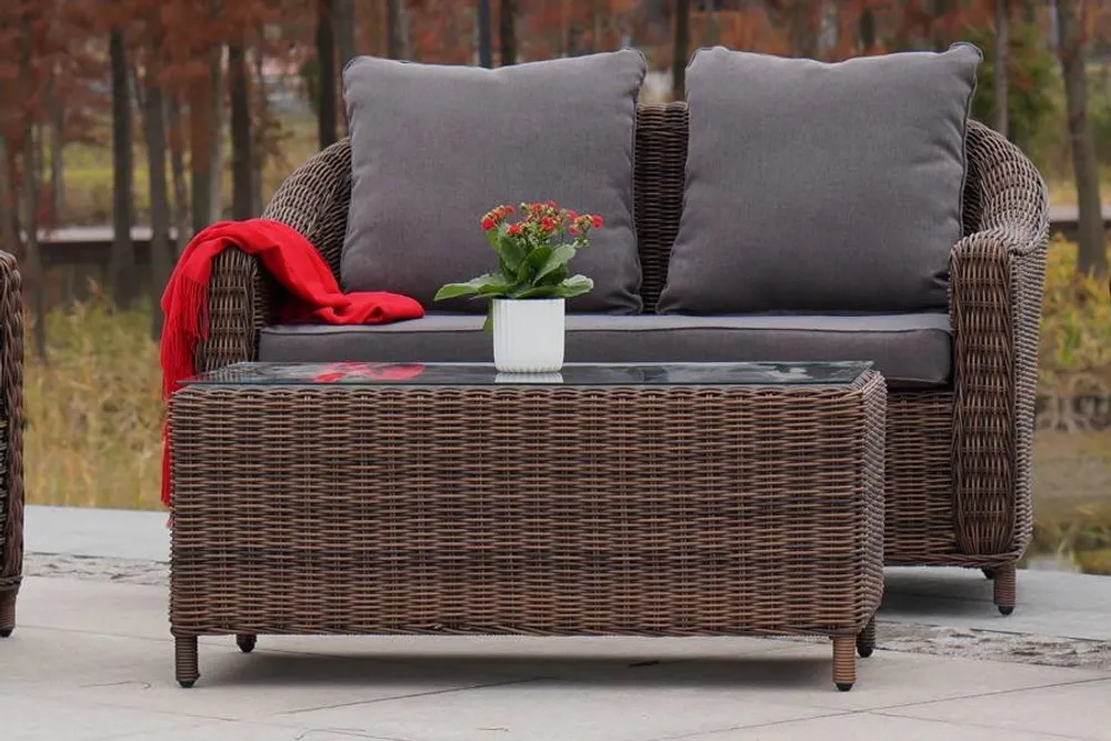 "Кон Панна" диван из искусственного ротанга двухместный, цвет коричневый