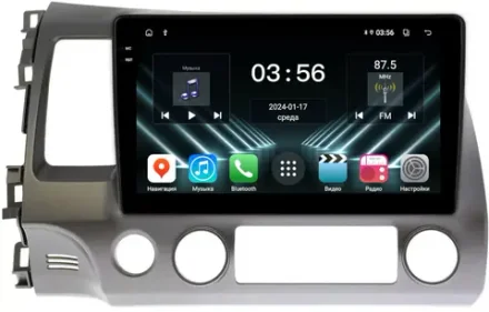 Магнитола Honda Civic 8 4d 2005-2012 (левый руль) - FarCar DX044M монитор 10.36" IPS на Android 13, 4+64Гб, CarPlay